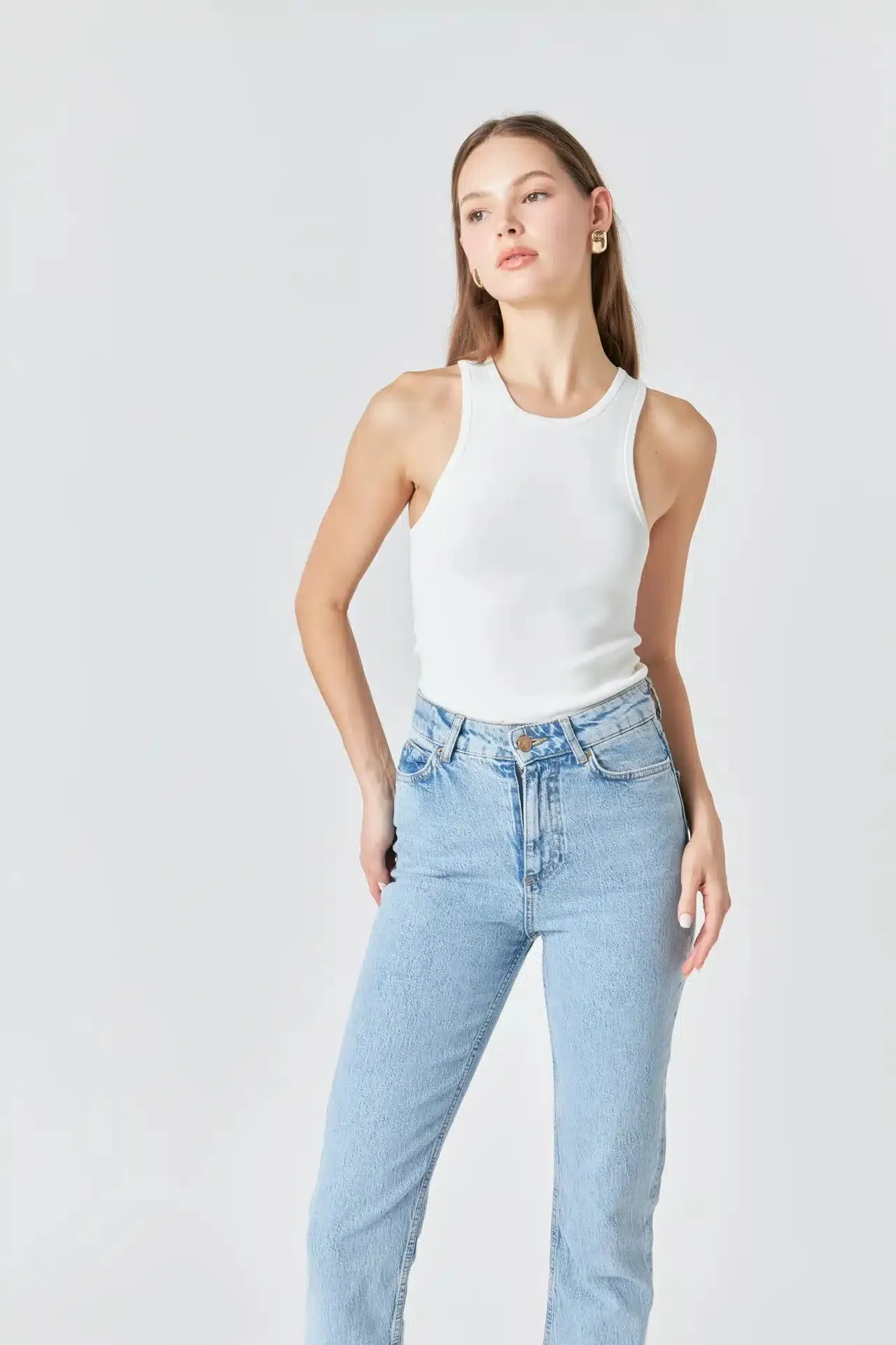Classic White Knit Sleeveless Top