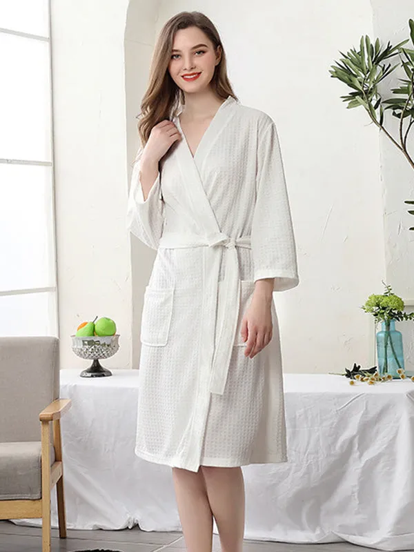 Comfortable Solid Bandage Thin Pajama Robe