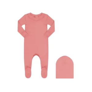 Coral pajama footie   beanie by Little Parni