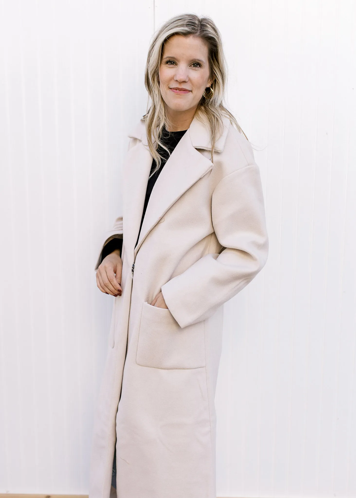 Creamy Long Line Coat
