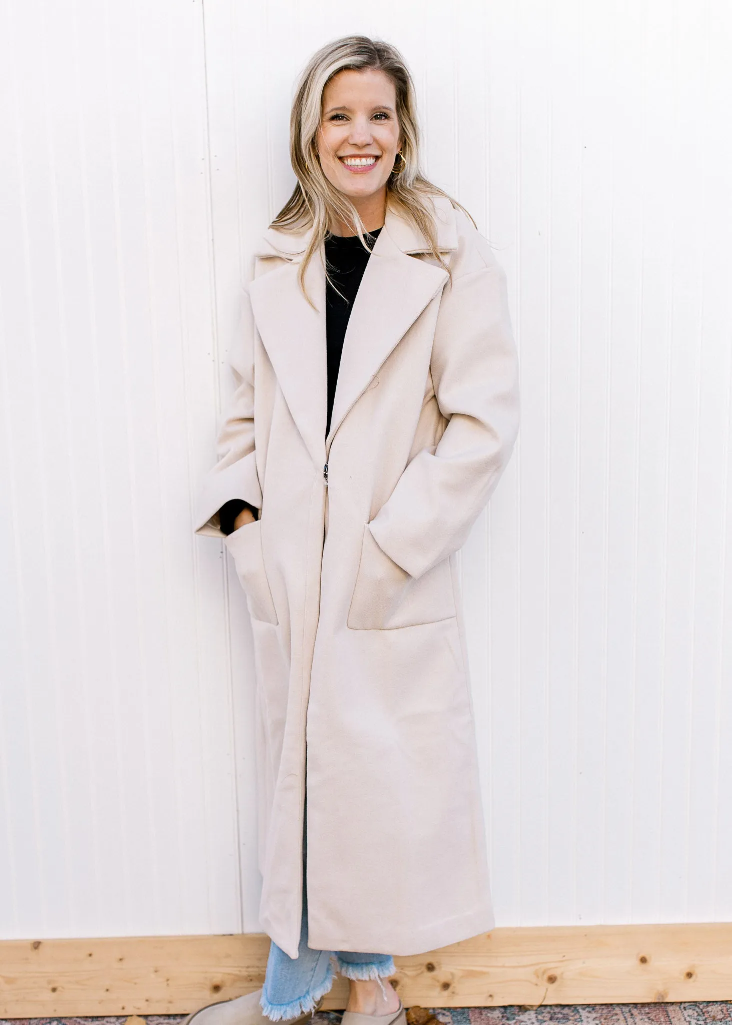 Creamy Long Line Coat