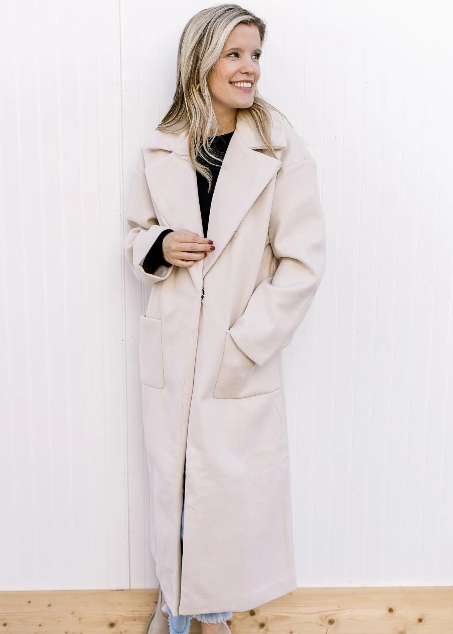 Creamy Long Line Coat