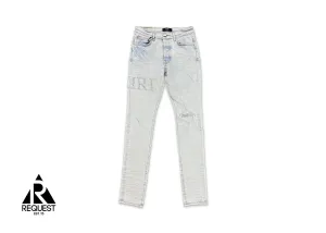 Crystal Logo Distressed Jean "Bleached Indigo"