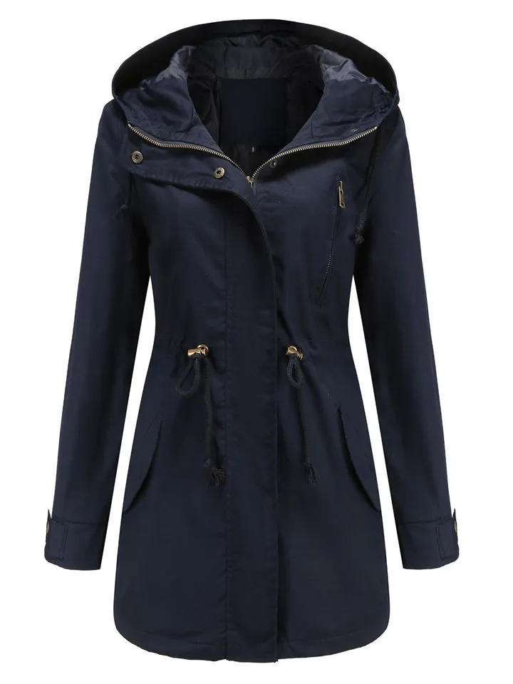 Daily Hooded Lightweight Long Sleeve Windproof Women Coats