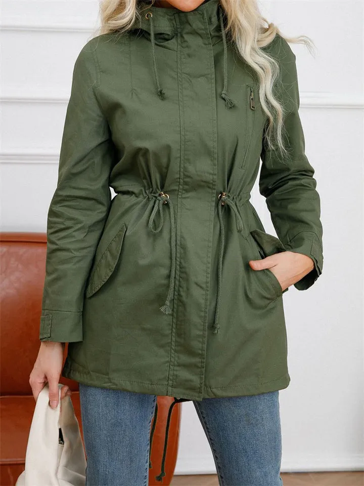Daily Hooded Lightweight Long Sleeve Windproof Women Coats