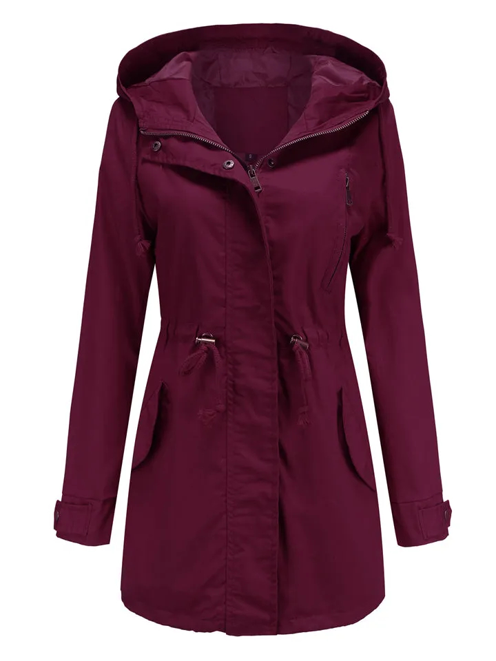 Daily Hooded Lightweight Long Sleeve Windproof Women Coats