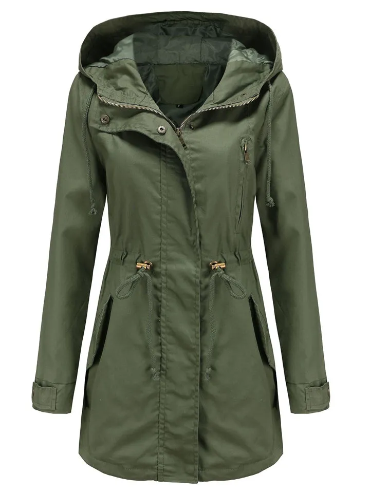 Daily Hooded Lightweight Long Sleeve Windproof Women Coats