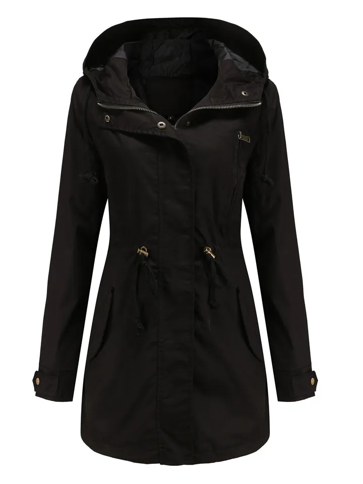 Daily Hooded Lightweight Long Sleeve Windproof Women Coats
