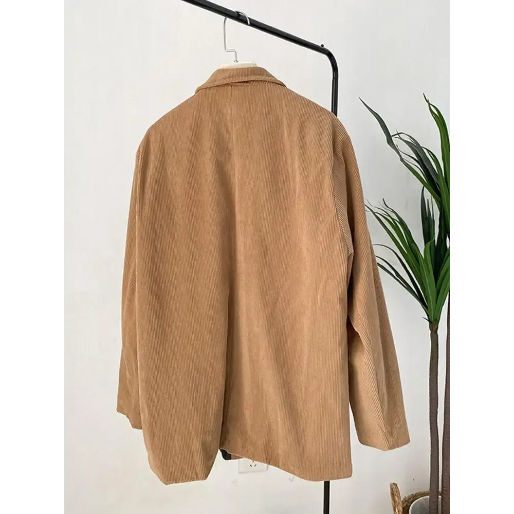 Dark Academia Corduroy Long Jacket for a Stylish Statement
