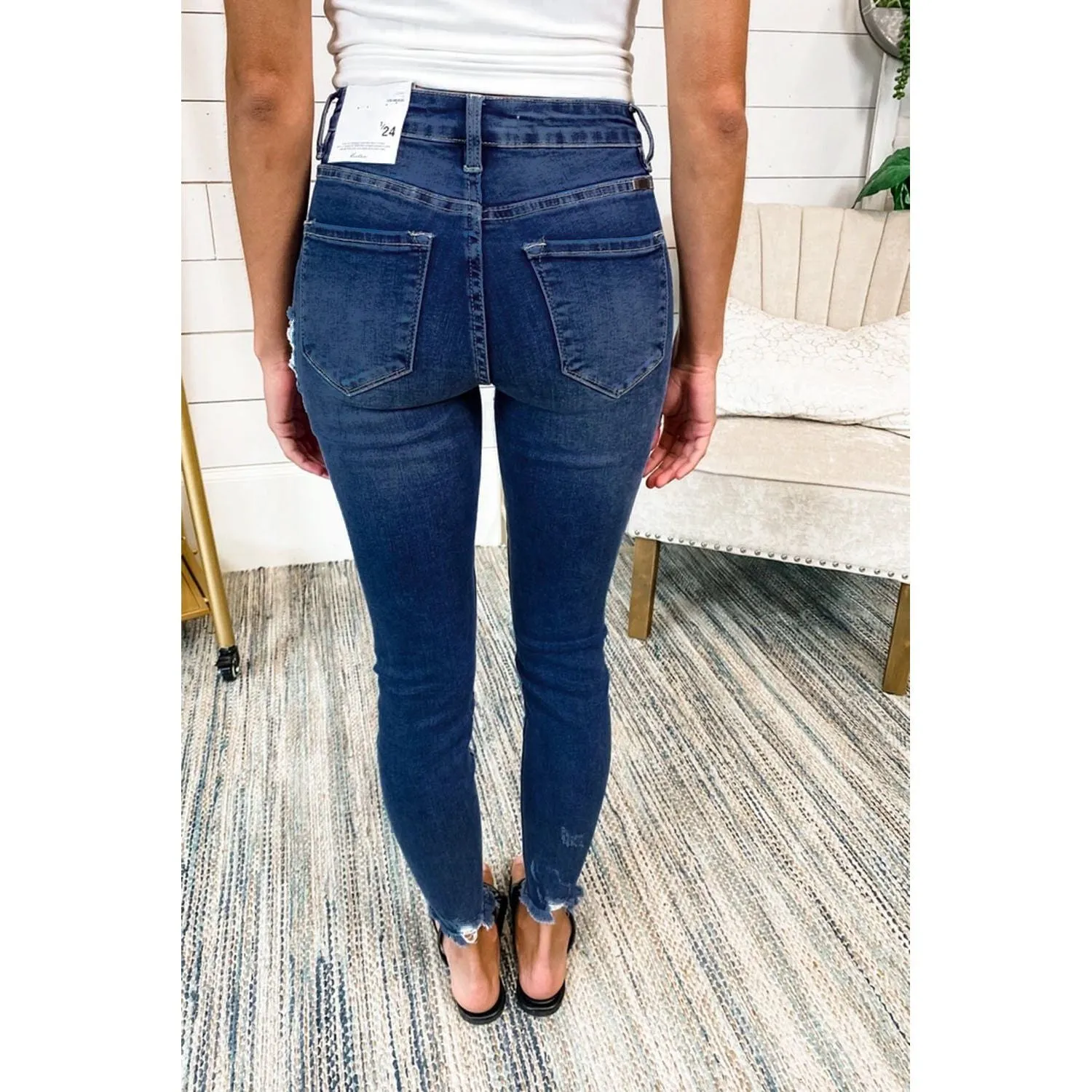 Dark Blue Distressed Skinny Jeans