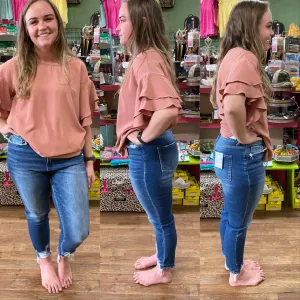 Dark Wash Haylie with Distressee Hem Jeans