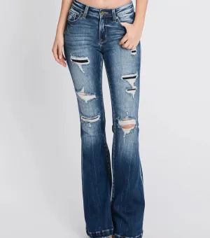 Dark Wash Patch Work Jeans