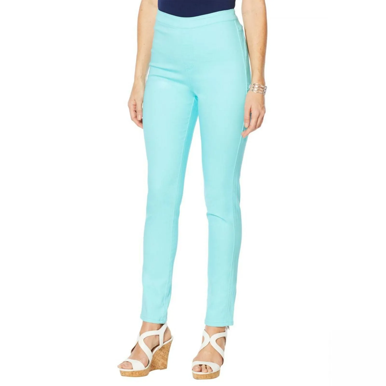 DG2 by Diane Gilman Women's Up Lifter Pull On Skinny Jeans Aqua Medium