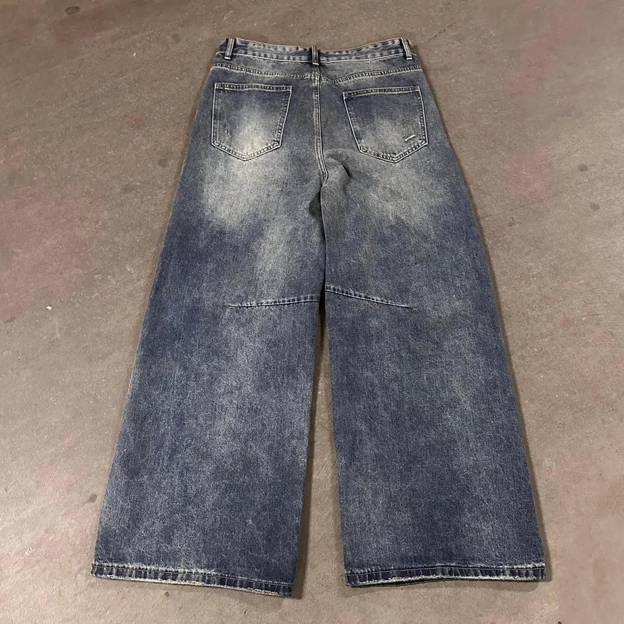 Distressed blue denim
