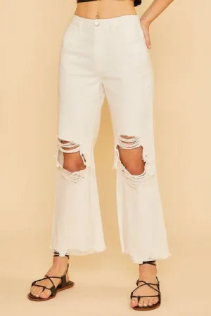 Distressed Raw Hem Jeans-Trendy Jeans