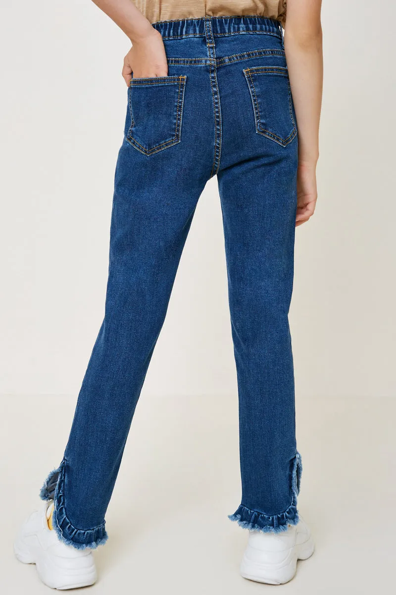 Distressed Ruffle Hem Jeans
