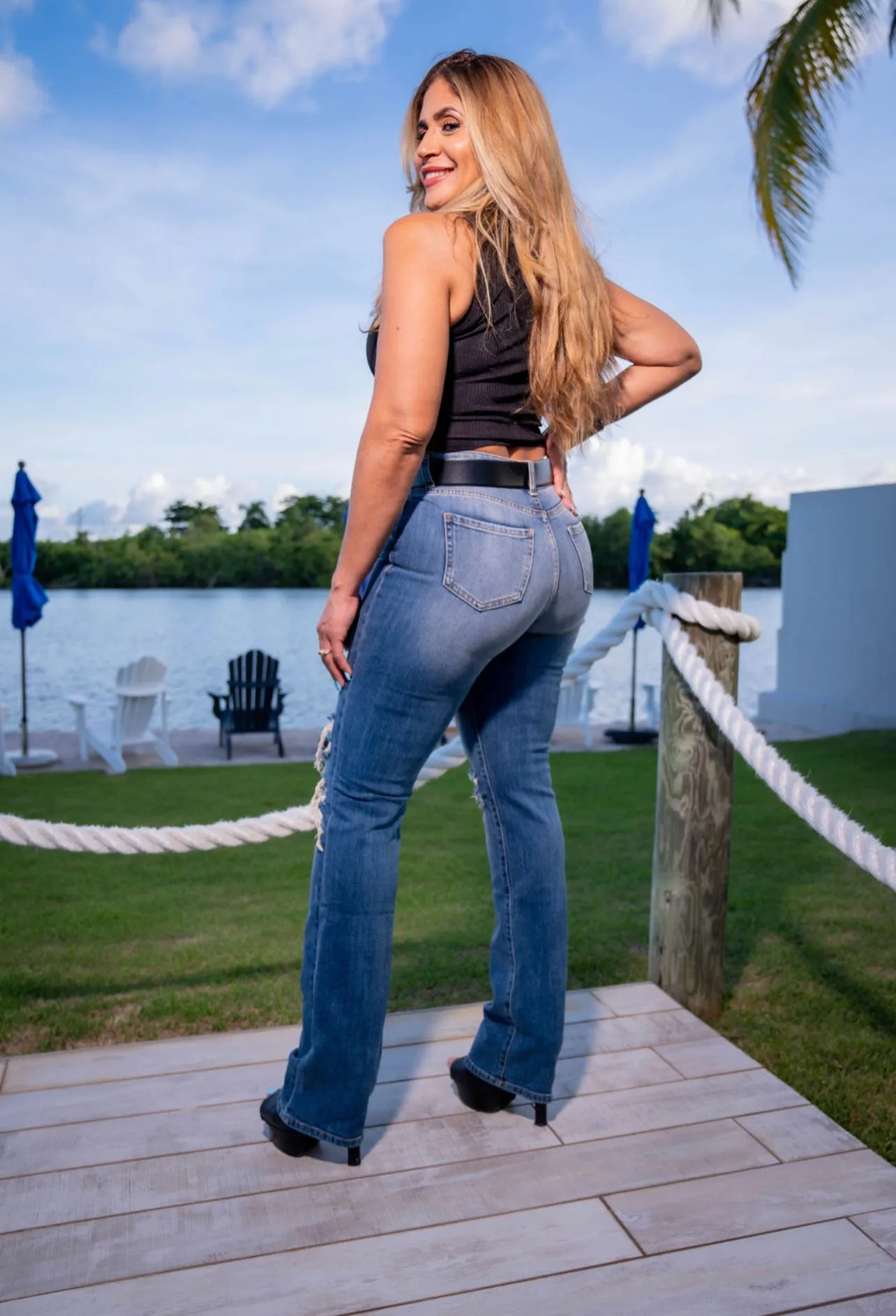 Distressed Straight Jeans