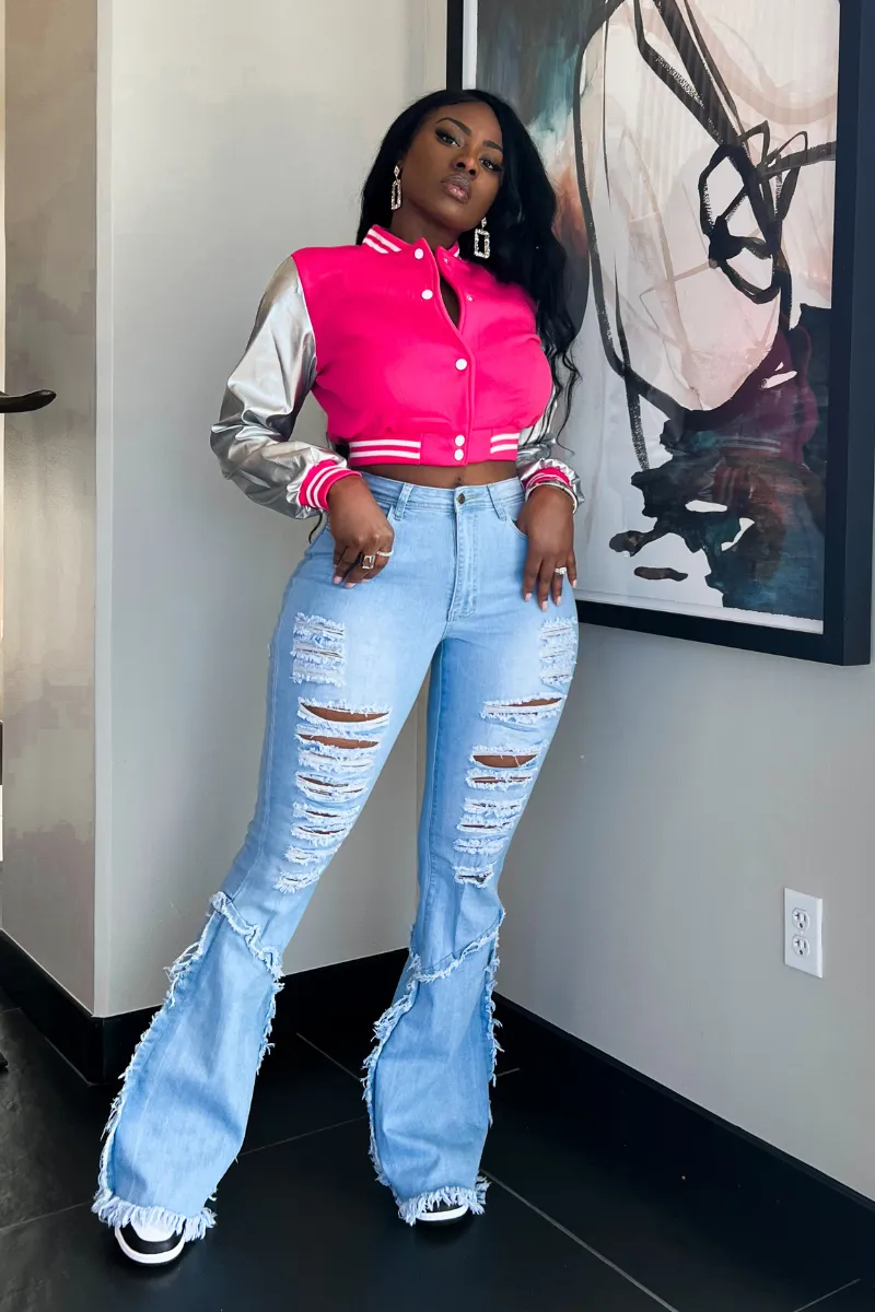 DOUBLE DOSE DISTRESSED FLARE | JEANS