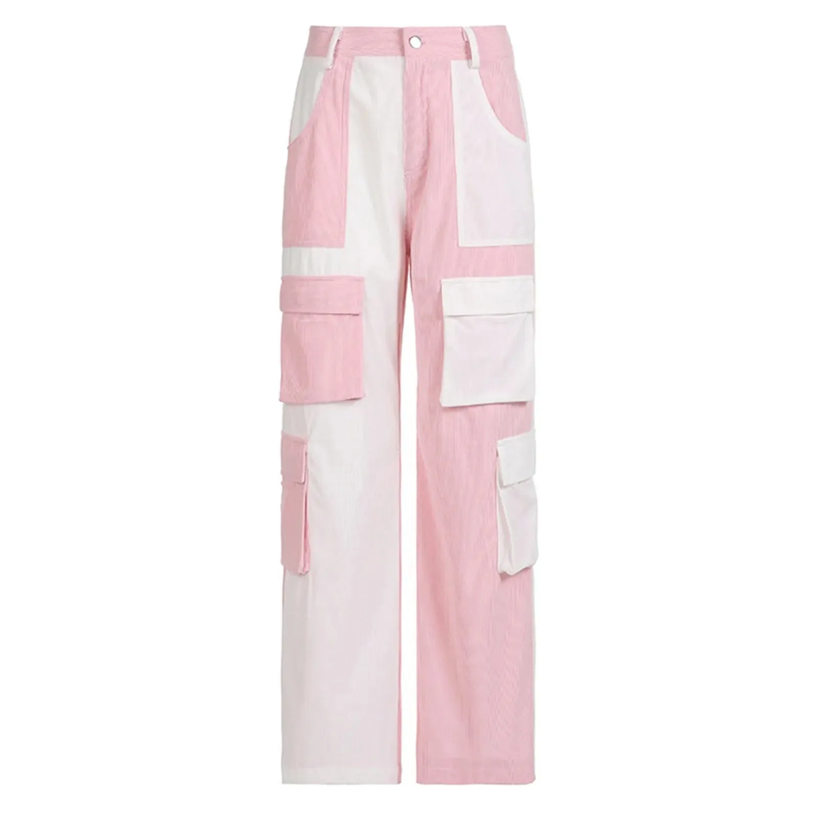 Dual Color Cargo Pants Women Baggy Trousers