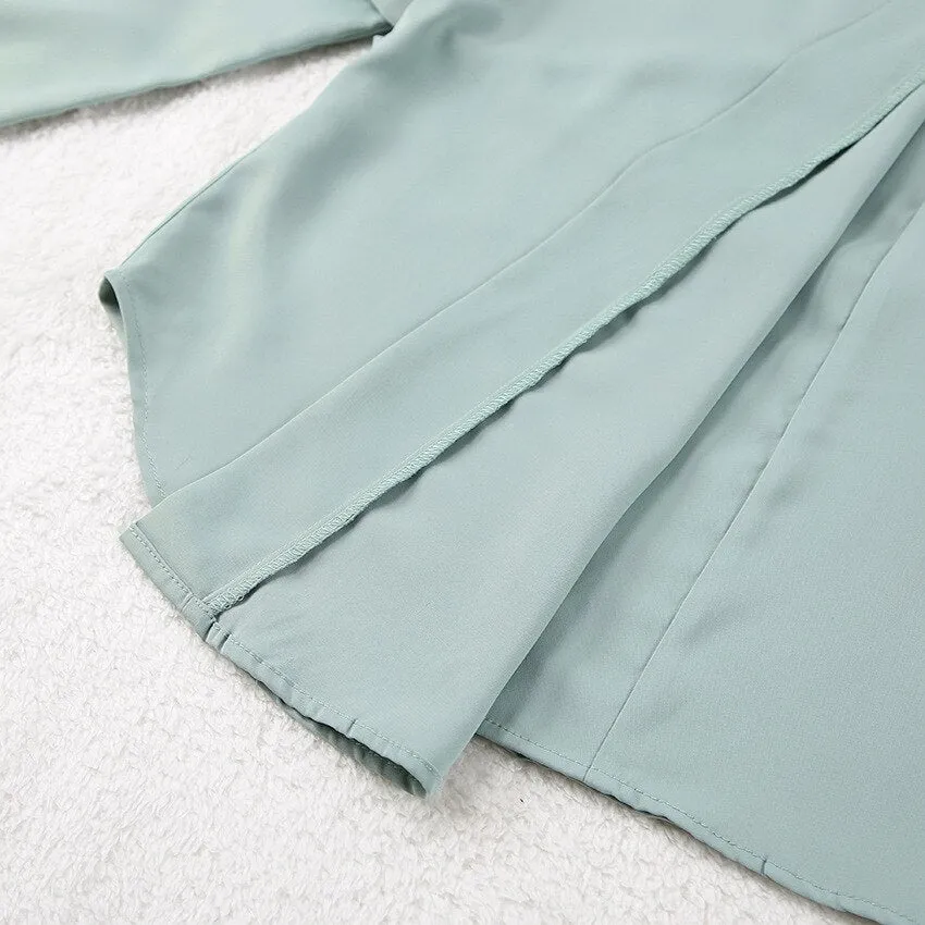 Elegant Long Sleeve Solid Color Sleepwear 2 Piece Set Women's Loose Pajama Lounge Set