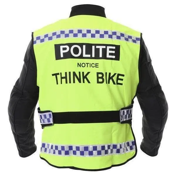 Equisafety POLITE Think Bike Hi Vis Waistcoat - BLACK CHECKERED TAPE