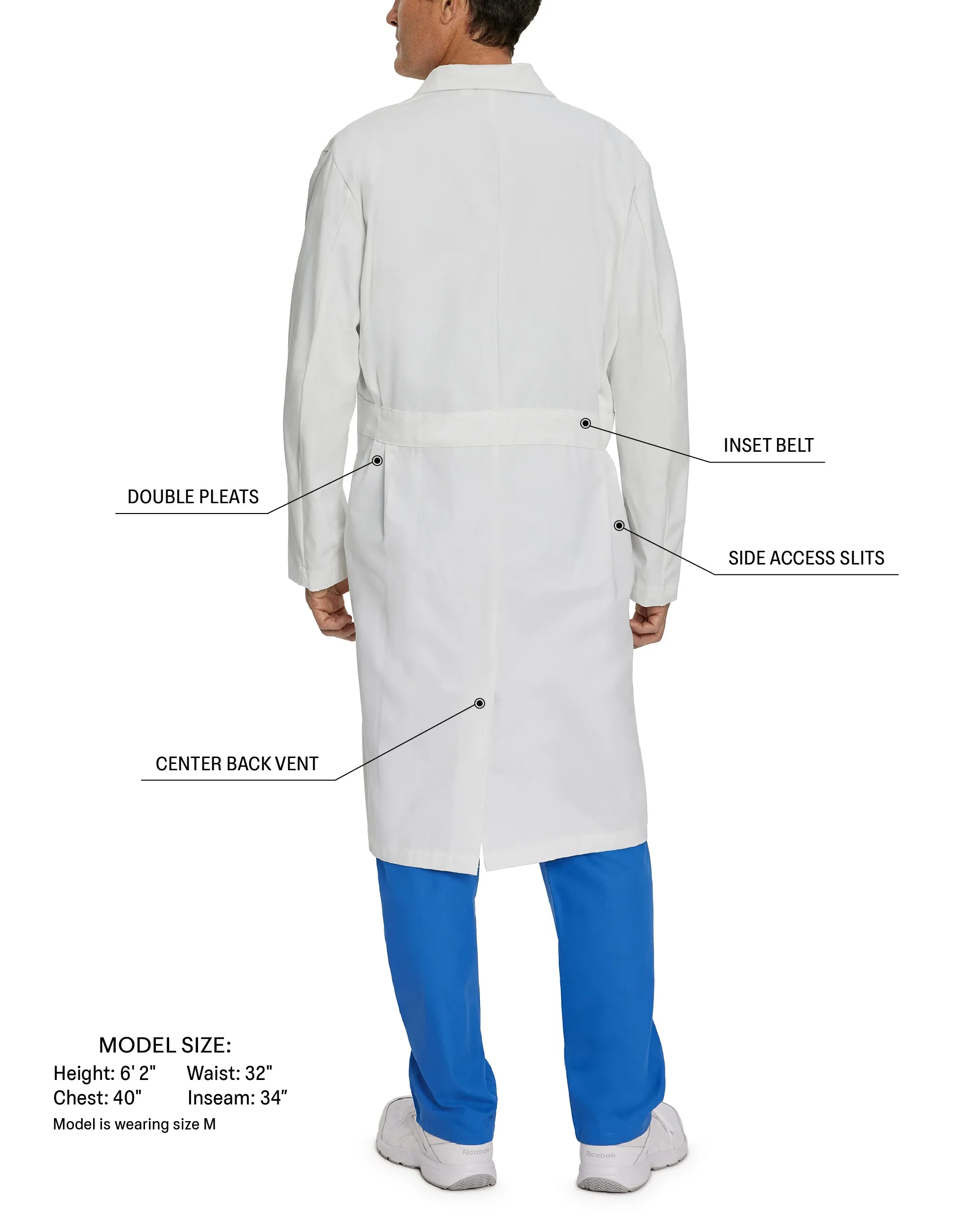 Essential Lab Coats 3138 Men's 3 Pocket Full Length White Coat White