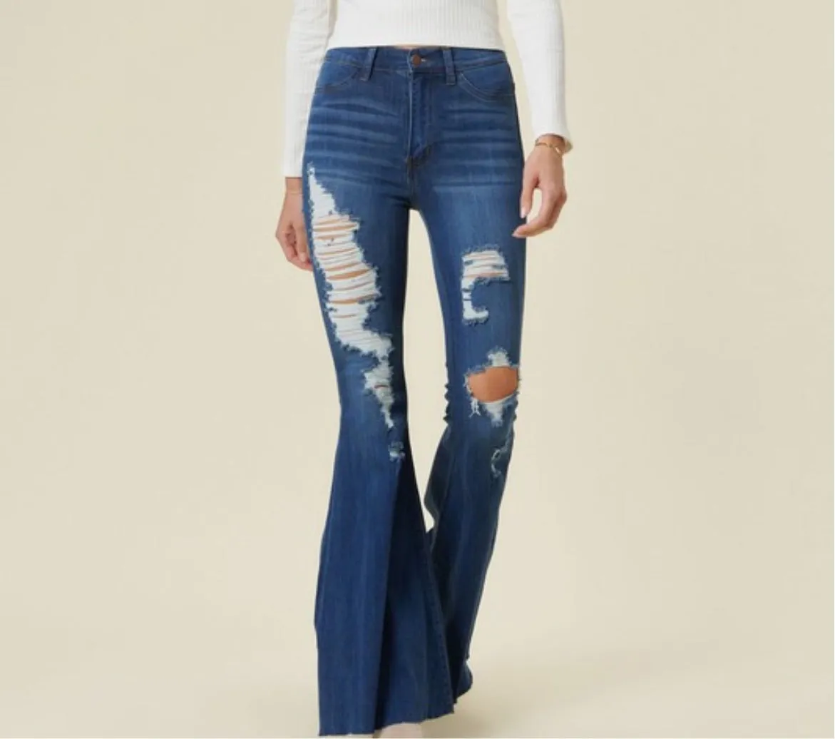 Extreme Distressed Denim Flares