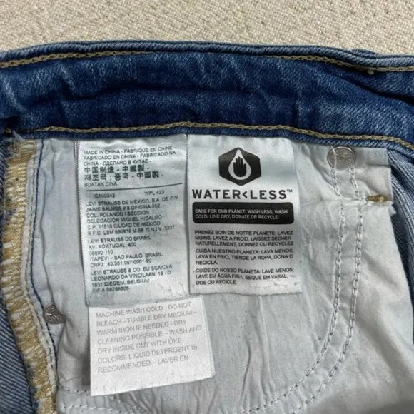 FP Levi's 721‎ Blue Denim Rugged Skinny Distressed Jeans 26