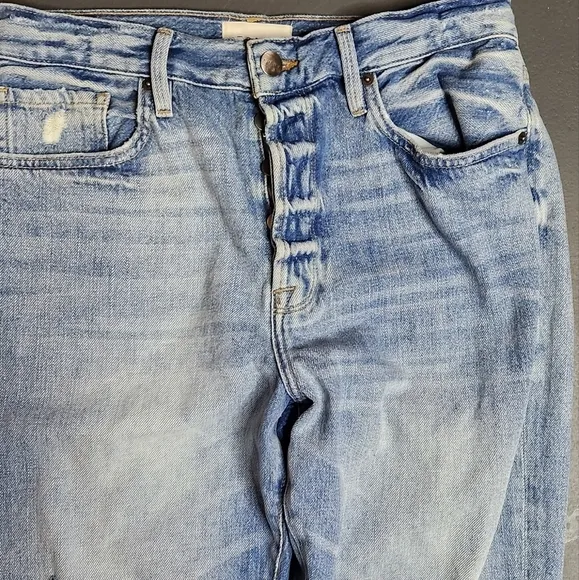 Frame Le Original Jeans Straight Leg High Rise Distressed Size 30