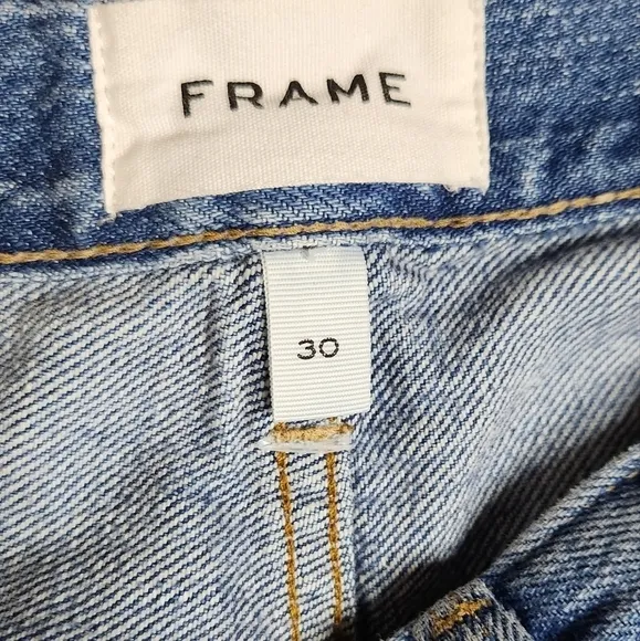 Frame Le Original Jeans Straight Leg High Rise Distressed Size 30