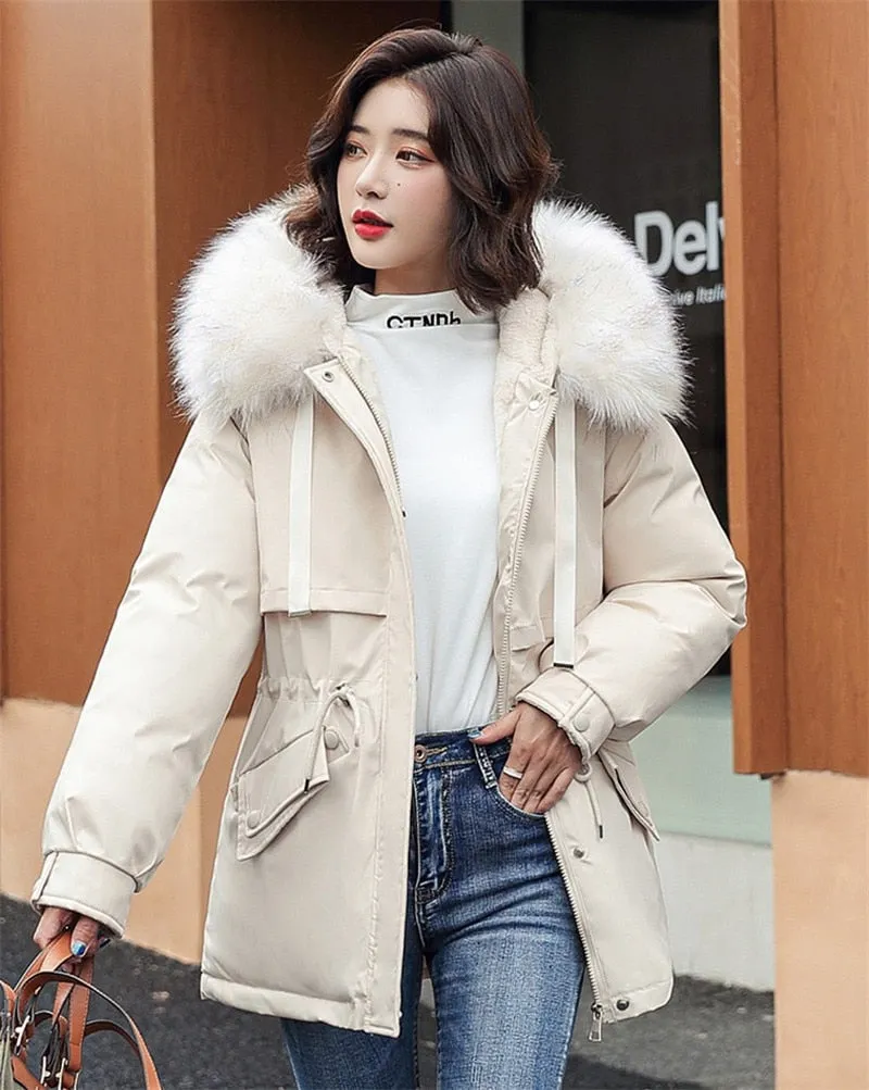 Fresh Warm Thick Artificial Fur Collar Winter Coats