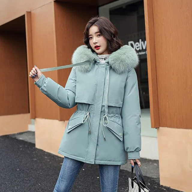 Fresh Warm Thick Artificial Fur Collar Winter Coats