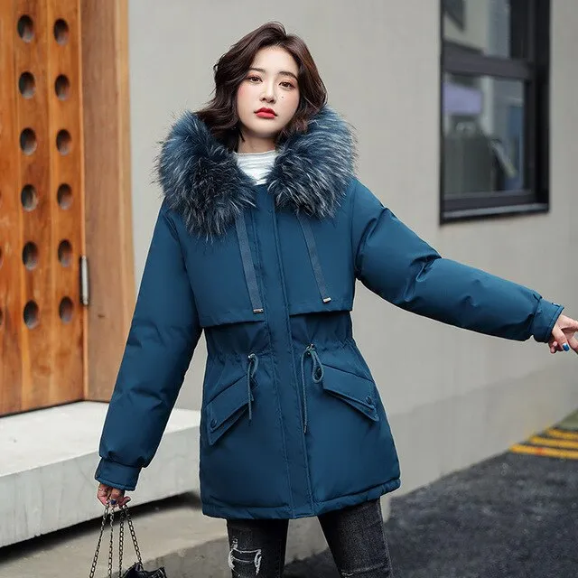 Fresh Warm Thick Artificial Fur Collar Winter Coats