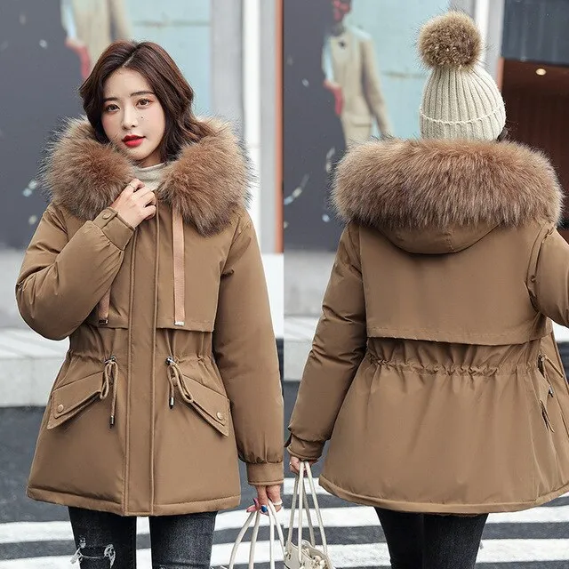 Fresh Warm Thick Artificial Fur Collar Winter Coats