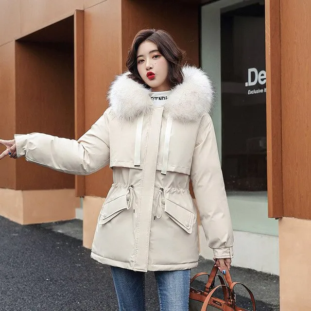 Fresh Warm Thick Artificial Fur Collar Winter Coats