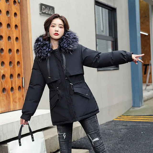 Fresh Warm Thick Artificial Fur Collar Winter Coats