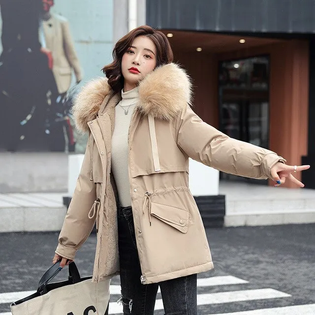 Fresh Warm Thick Artificial Fur Collar Winter Coats