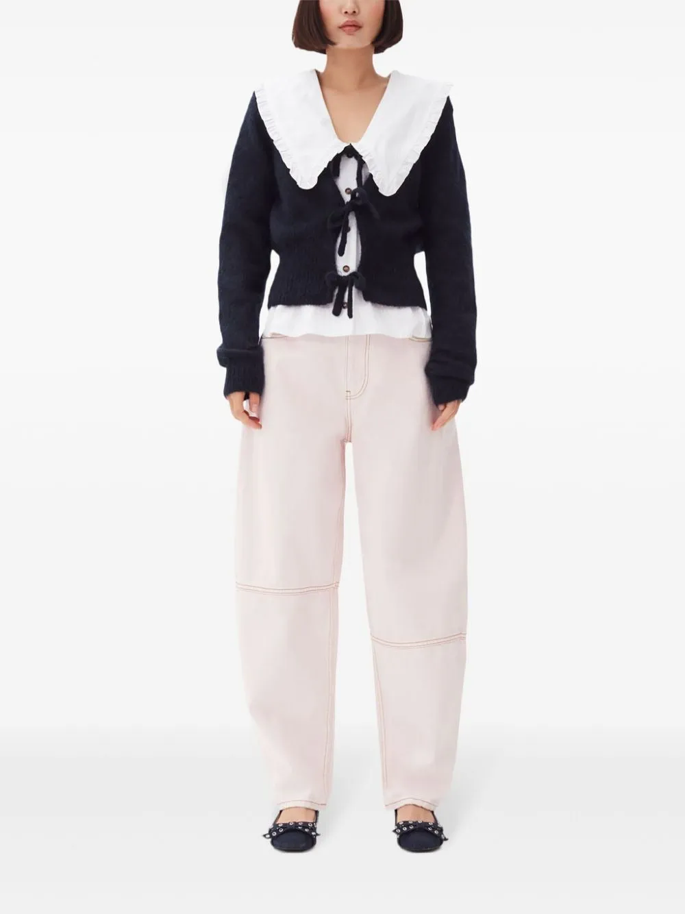 Ganni Overdyed Denim Stary in Chalk Pink
