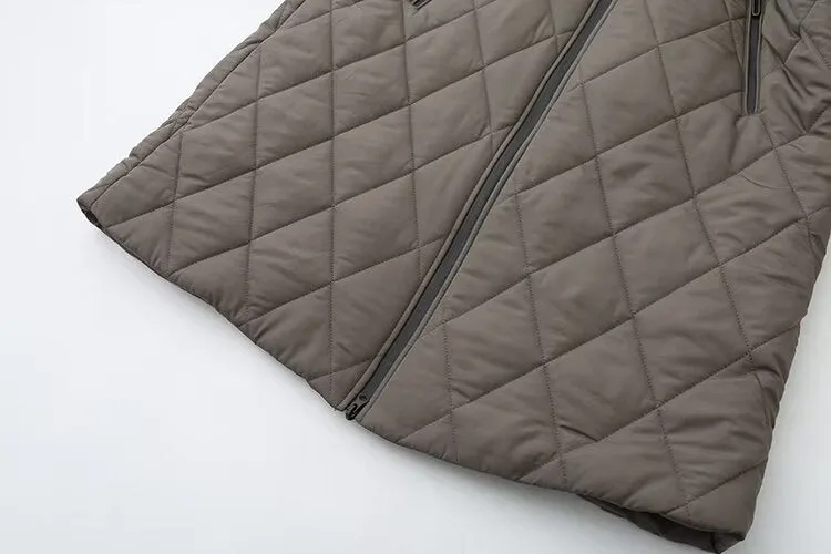 Geometrical Design Cotton Hooded Long Coats