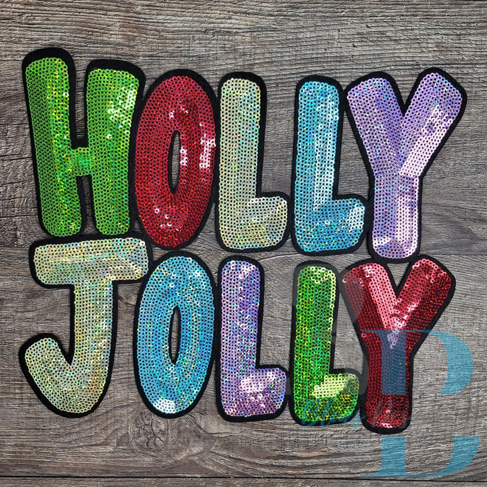 Hazel Blues® |  Holly Jolly Sequin Iron-on Patch