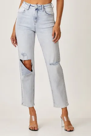 Hazel Blues® |  RISEN High Rise Distressed Relaxed Jeans
