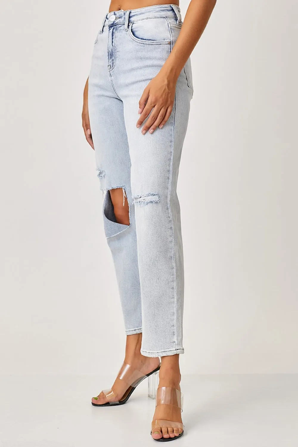 Hazel Blues® |  RISEN High Rise Distressed Relaxed Jeans