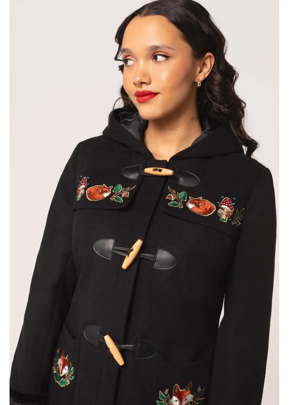 Hell Bunny Basil Fox 60's Coat Black