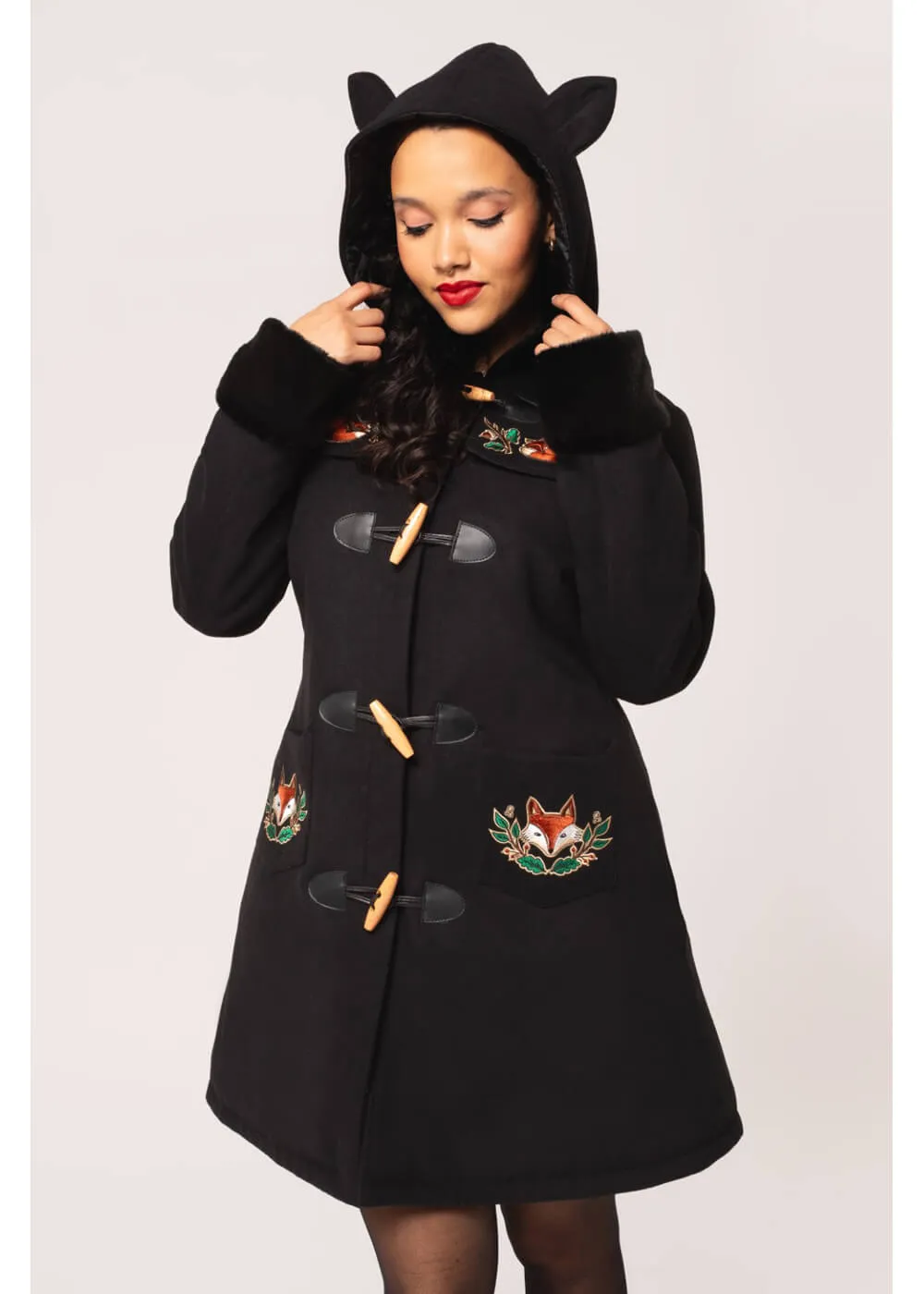 Hell Bunny Basil Fox 60's Coat Black