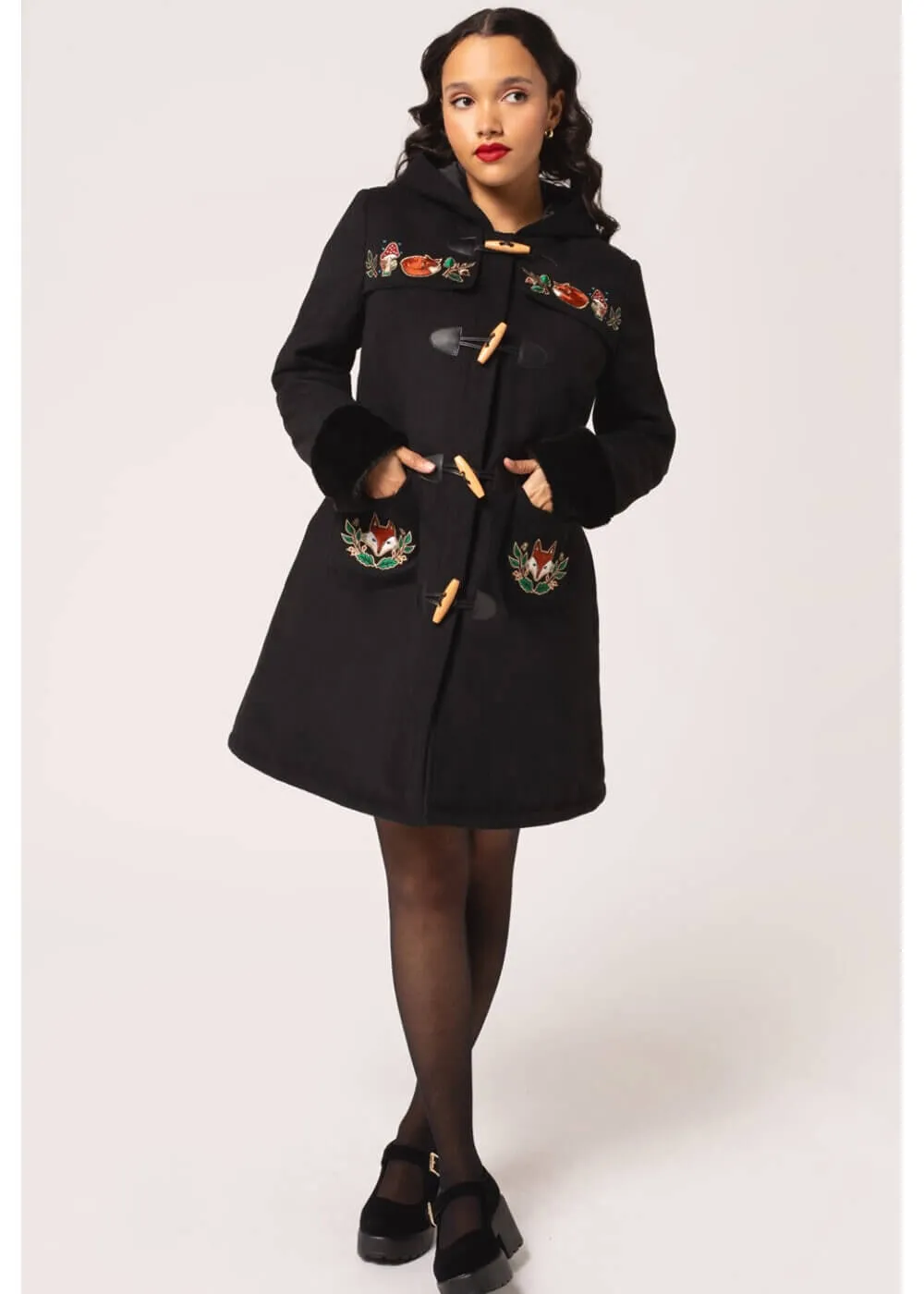 Hell Bunny Basil Fox 60's Coat Black
