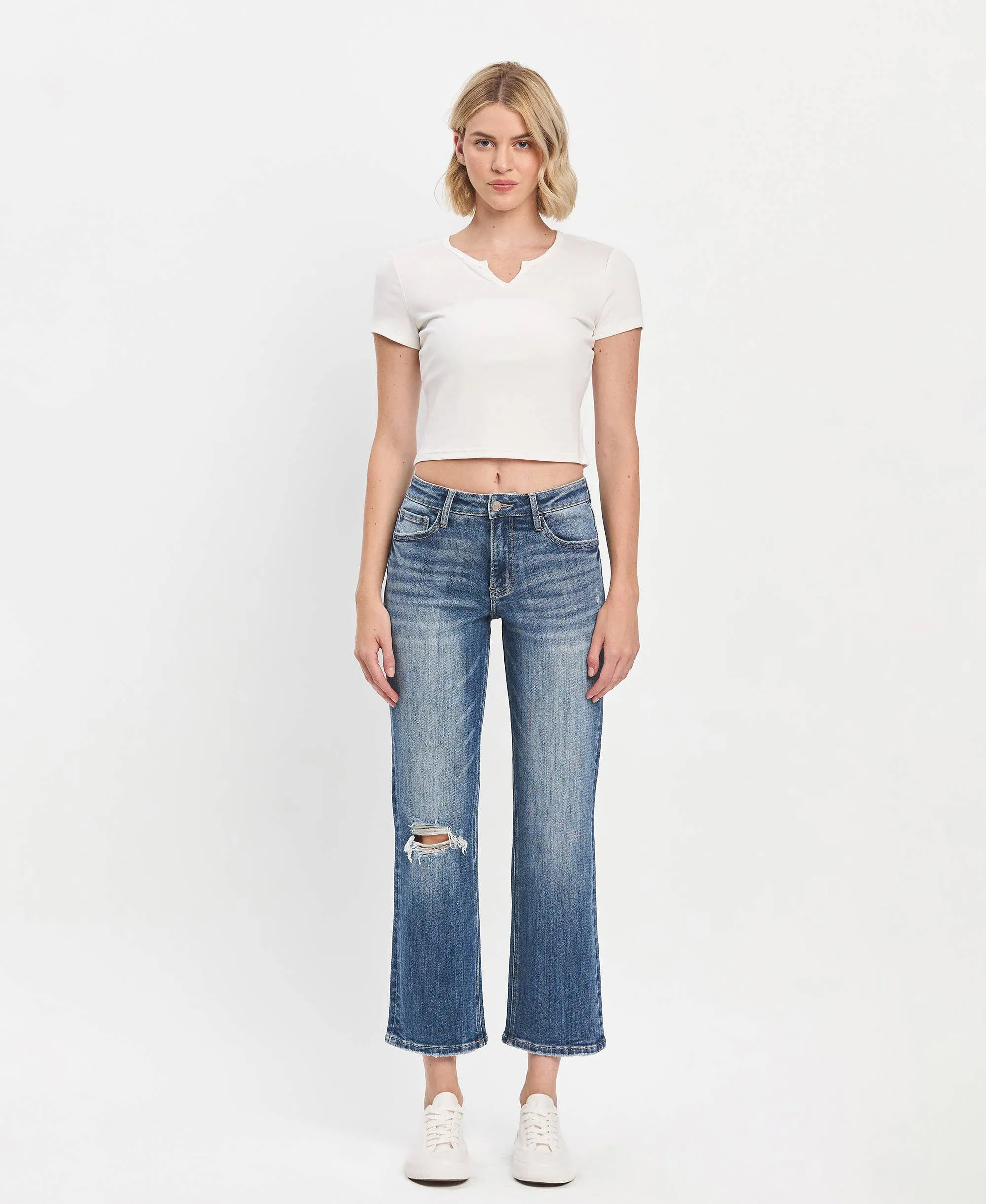 HIGH RISE ANKLE STRAIGHT JEANS