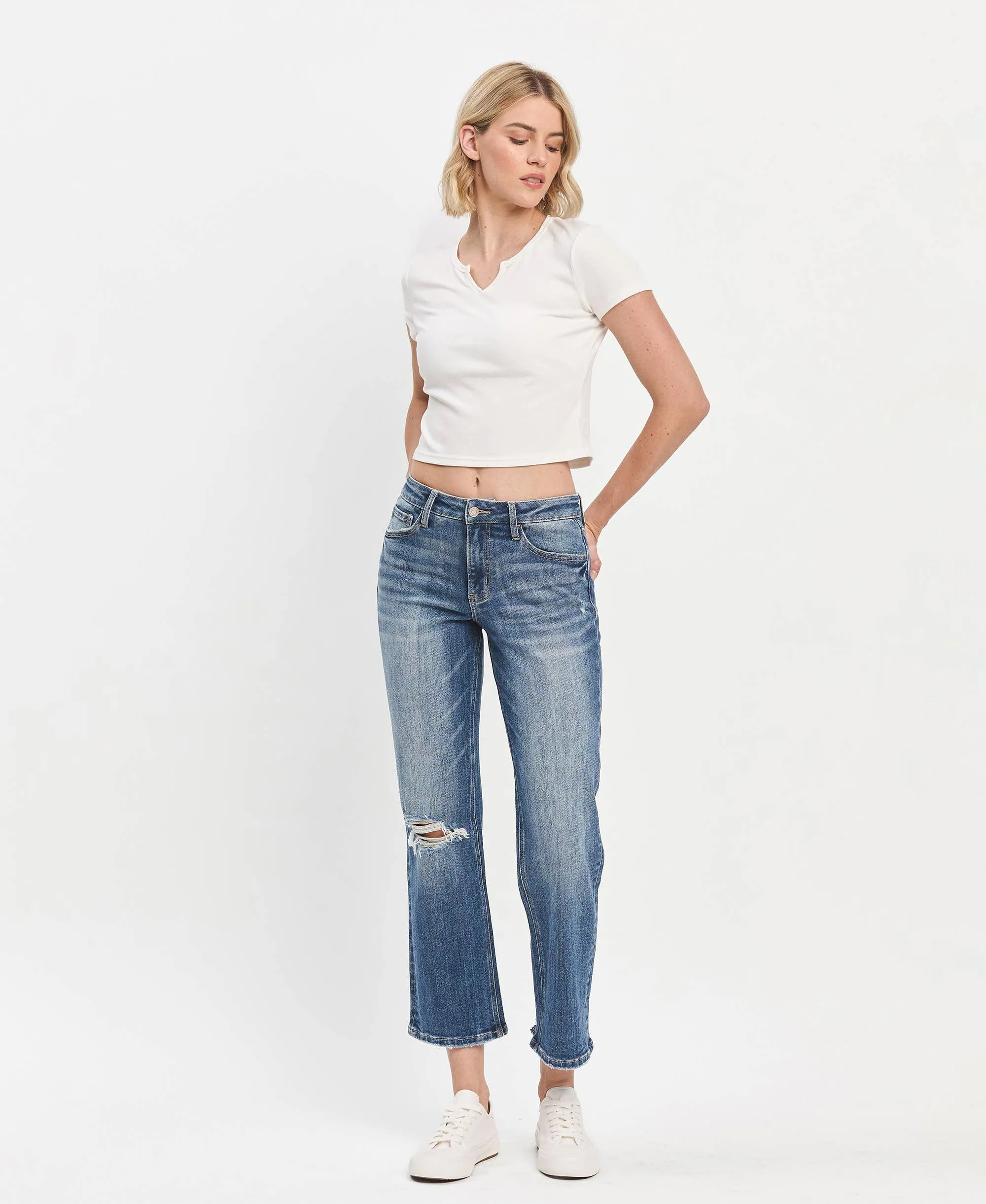 HIGH RISE ANKLE STRAIGHT JEANS