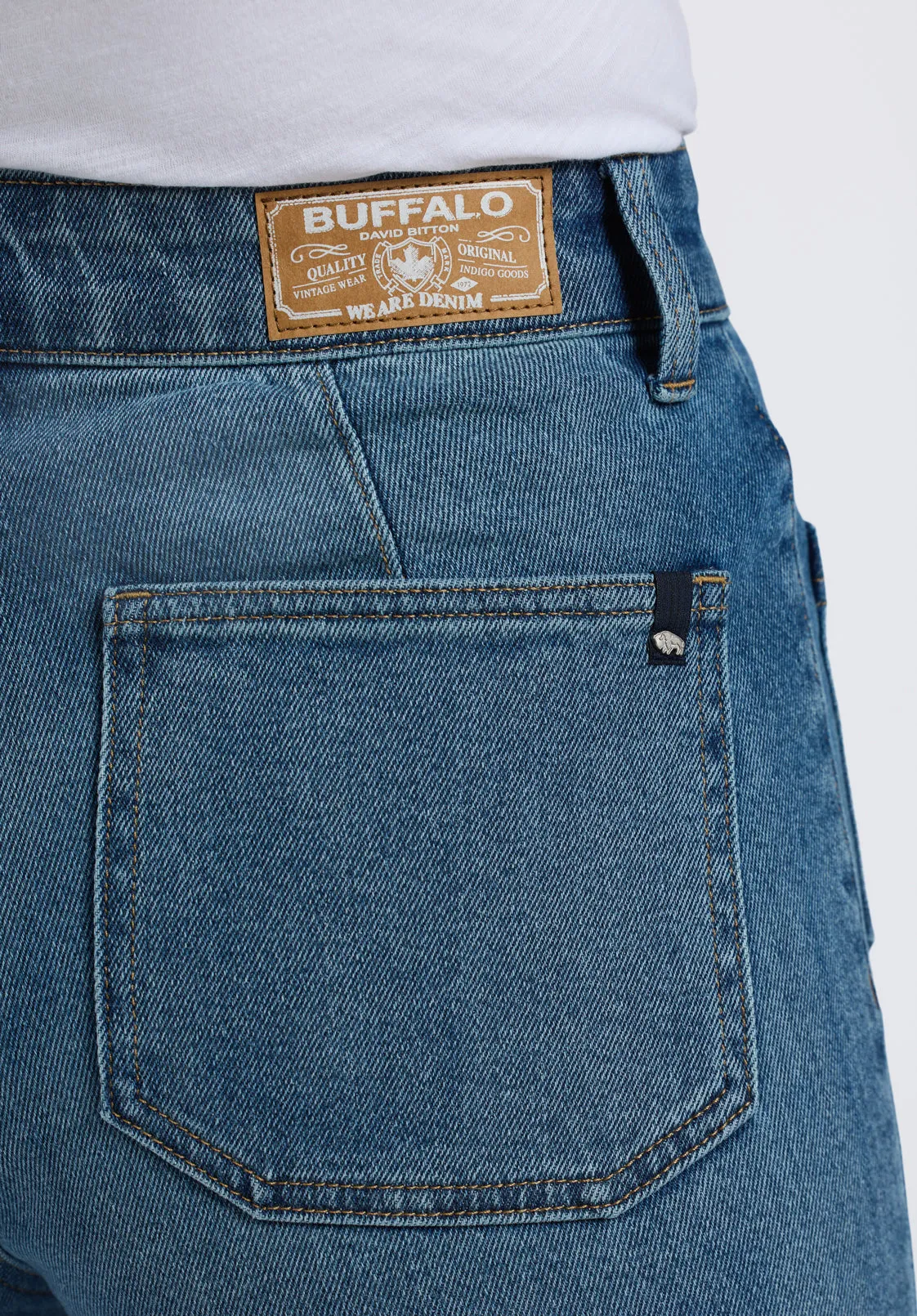 High Rise Wide Leg Addie Women's Jeans, Authentic Worn Indigo - BL16064