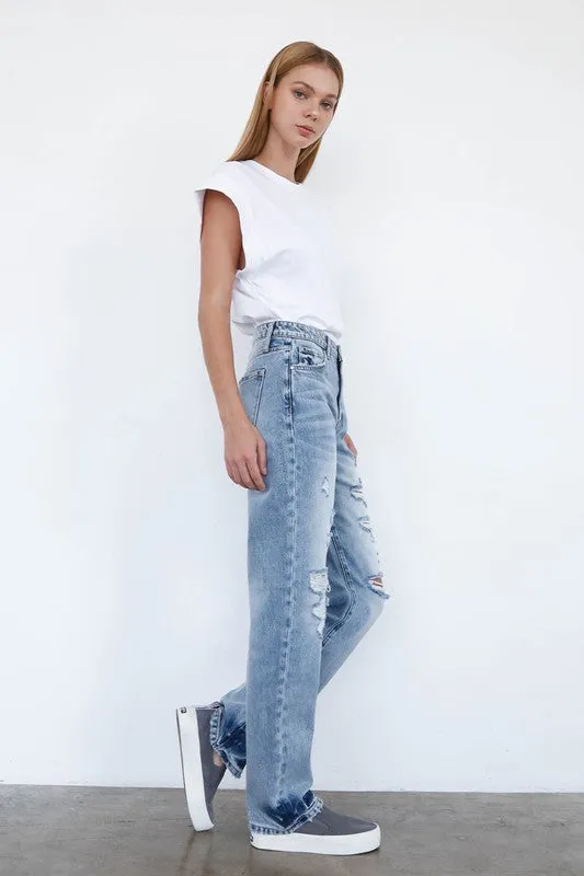 High Waist Loose Straight Jeans