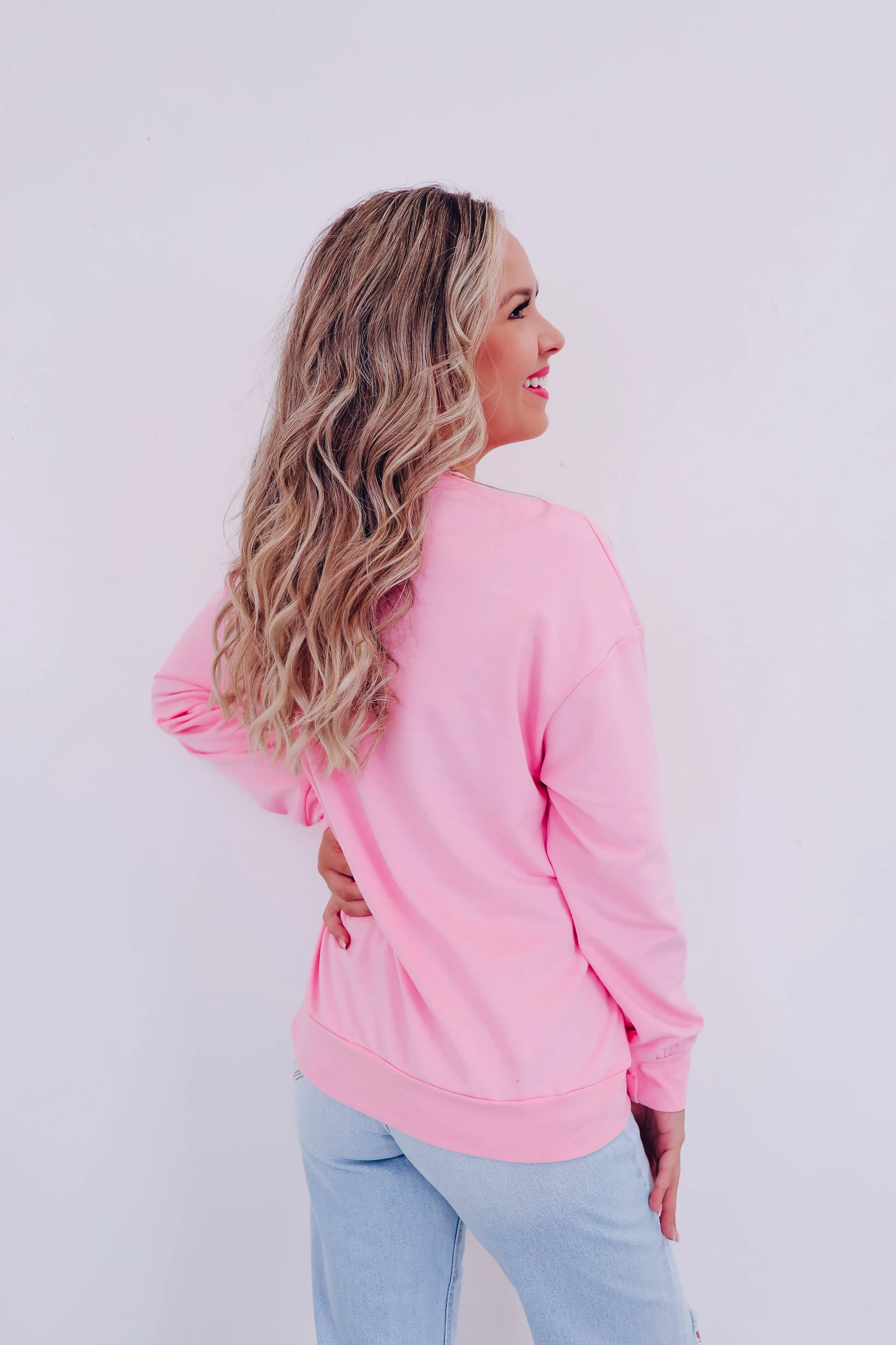 HO HO HO Santa Sweatshirt- Pink
